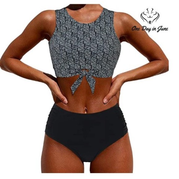 MOOSLOVER Other - Top Knotted Front High Waist Tankini